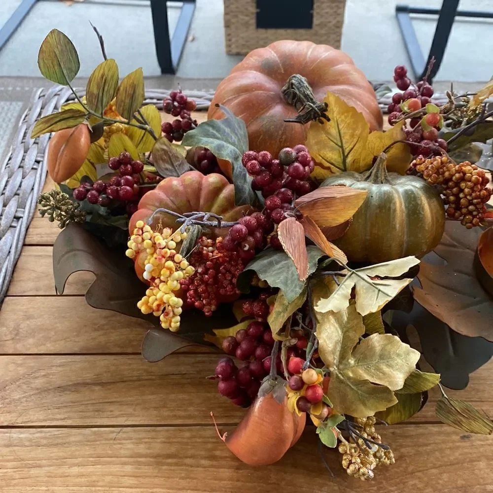 Nearly Natural Pumpkin, Artificial Fall Arrangement Candelabrum Decor